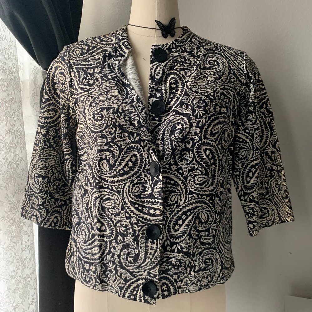 Paisley Print Crop Cardigan